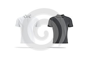 Blank black and white polo shirt mock up, front view