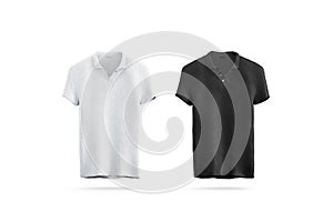Blank black and white polo shirt mock up isolated, front view