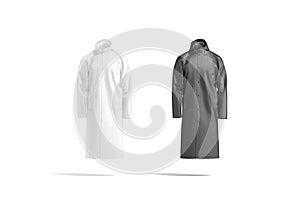 Blank black and white protective raincoat mockup, front view