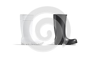 Blank black and white rubber wellington boot mockup set photo
