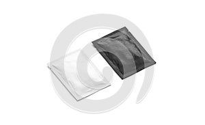 Blank black and white sachet packet mock up, isolated