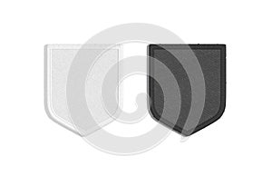 Blank black and white shield embroidered patch mockup, top view