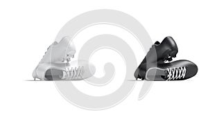 Blank black and white soccer boots mockup pair, looped rotation