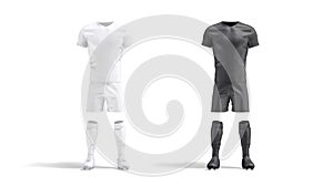 Blank black and white soccer uniform mockup, looped rotation