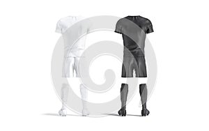 Blank black and white soccer uniform mockup set, back view