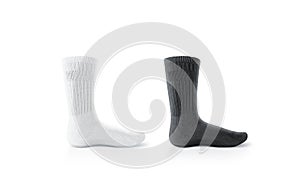 Blank black and white socks design mockup, isolated, clipping path.