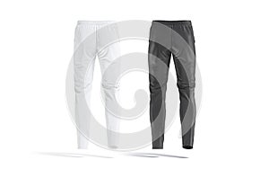 Blank black and white sport pants mockup, back view