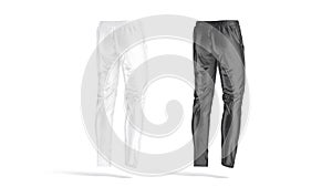 Blank black and white sport pants mockup, looped rotation