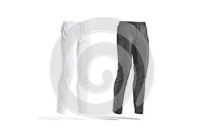 Blank black and white sport pants mockup, side view