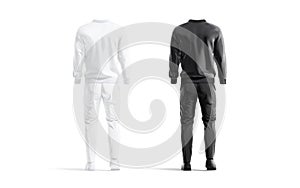 Blank black and white sport tracksuit with bomber, pants mockup