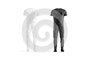 Blank black and white sport uniform mock up, back view