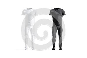 Blank black and white sport uniform mockup, front view
