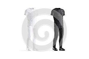 Blank black and white sport uniform mockup, side view
