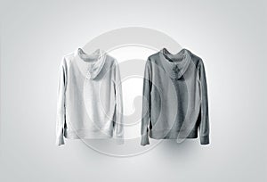 Blank black and white sweatshirt mockup set, back side view
