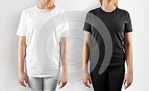 Blank black and white t-shirt design mockup, isolated