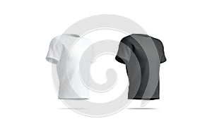 Blank black and white t-shirt mockup set, isolated, side view, photo