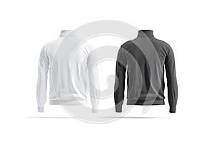 Blank black and white turtleneck sweater mockup, back view photo