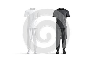 Blank black and white white sport uniform mockup, isolated