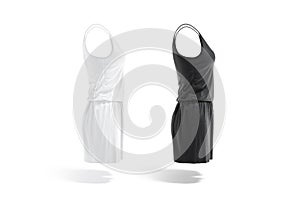 Blank black and white women romper mockup, profile view photo