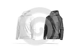 Blank black and white women sport hoodie mockup, side view