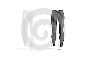 Blank black and white women sport leggings mockup, front view
