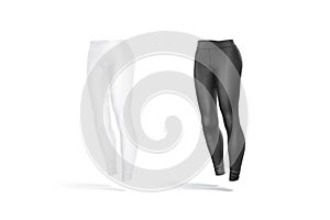 Blank black and white women sport leggings mockup, side view