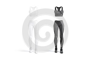 Blank black and white women sport uniform mockup, front view