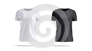 Blank black and white women t-shirt mockup, looped rotation