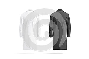 Blank black and white wool coat mockup, back view