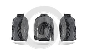 Blank black windbreaker mock up, front and side view