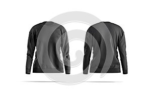 Blank black women sweatshirt mockup, front and back view
