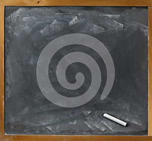 Blank blackboard and chalk straight on