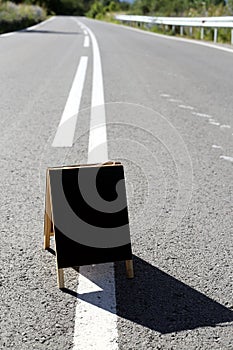 blank blackboard on the road