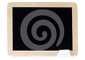 Blank blackboard with white chalks