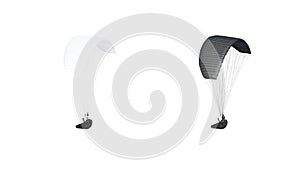 Blank blank and white paraglider with harness mockup, looped rotation