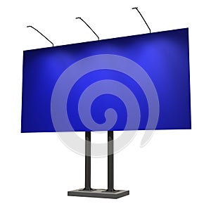 Blank blue billboard, isolated on white