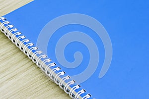 Blank blue book empty cover book spiral stationery school supplies for education business idea book cover design note pad memo on