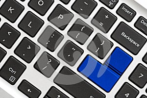 Blank blue button on the keyboard