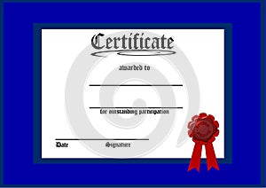 Blank blue certificate