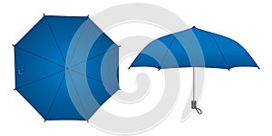 Blank Blue Foldable Unbrella Template On White Background