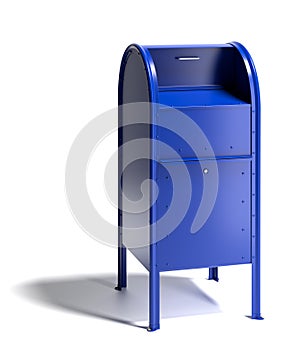 Blank blue mailbox in the style of the United States Postal Services