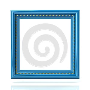 Blank blue picture frame template 3d illustration