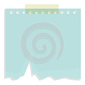 Blank blue ripped note paper with adhesive tape