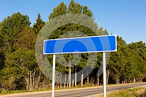 Blank blue road sign