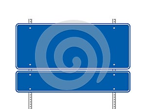 Blank blue road sign isolated on white background
