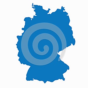 Blank Blue similar Germany map isolated on white background. European country. Vector template for