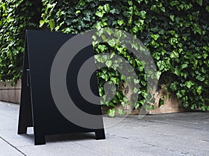 Blank Board stand Black metal Signage Outdoor green garden