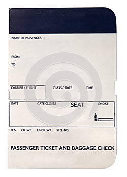 Blank boarding pass