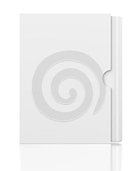 Blank book in cardboard box cover on white