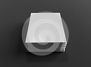 Blank book hardcover pile mockup isolated on grey background 3D rendering